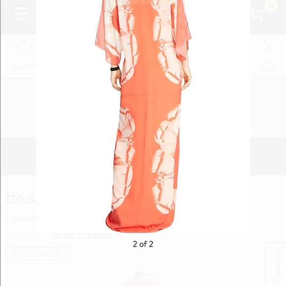 Halston Heritage Feather print flutter gown - Picture 3 of 4